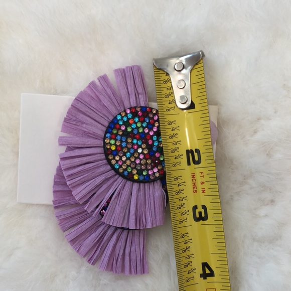 Large Multicolor Rhinestone Fringe Tassel Earrings - Picture 6 of 6